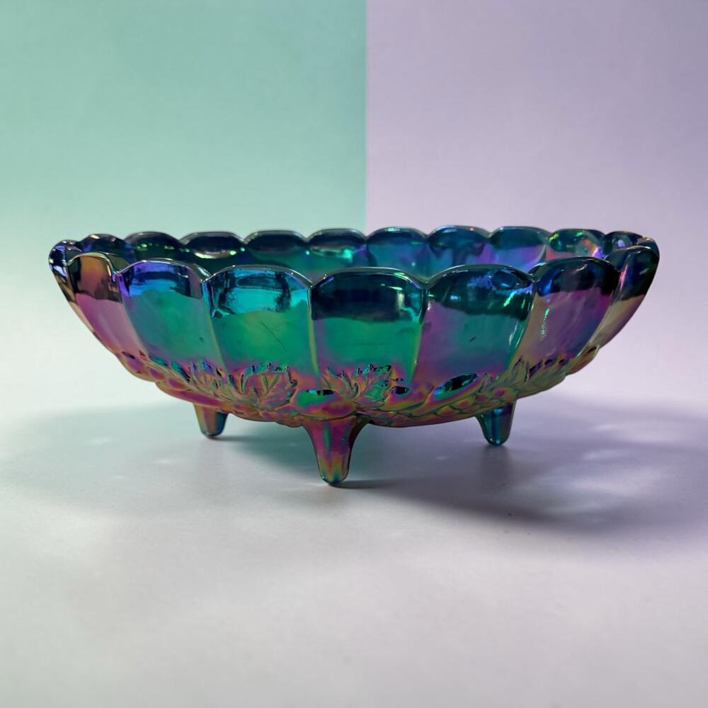 Indiana Glass Blue Carnival 12" Harvest Bowl